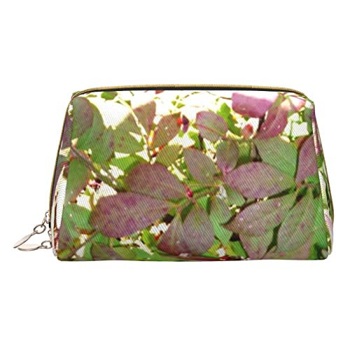 Minimalistische und stilvolle tragbare Make-up-Tasche aus Leder, Camouflage-Druck, für Mädchen und Damen, kleine Größe, Brennender Busch mit roten Beeren, Einheitsgröße von BVMPRS