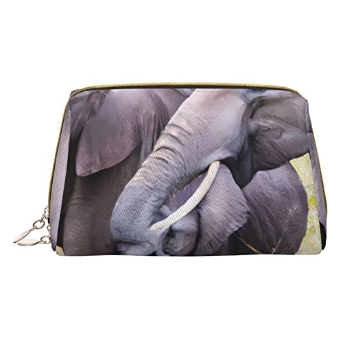 Minimalistische und stilvolle tragbare Make-up-Tasche aus Leder, Motiv: Papa Elefant und Mama, Elefant, bedruckt, für Mädchen und Damen, kleine Größe, Papa-Elefant und Mama-Elefant, Einheitsgröße, von BVMPRS