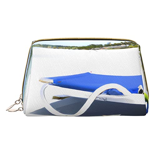 Minimalistische und stilvolle tragbare Make-up-Tasche aus Leder, Motiv: schlammiges Meer, bedruckte Kosmetiktasche für Mädchen und Damen, kleine Größe, Sonnenbaden am Strand, Einheitsgröße von BVMPRS