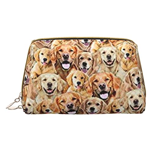 Minimalistische und stilvolle tragbare Make-up-Tasche aus Leder, Regenbogen-Druck, für Mädchen und Damen, kleine Größe, Labrador Retriever Hunde, Einheitsgröße von BVMPRS