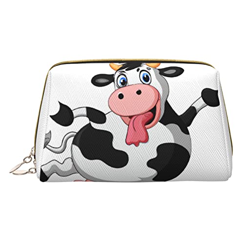 Minimalistische und stilvolle tragbare Make-up-Tasche aus Leder, Rucksack voller Bücher, bedruckte Kosmetiktasche für Mädchen und Damen, kleine Größe, Crazy Cow, Einheitsgröße von BVMPRS