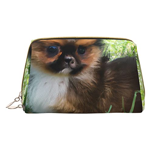 Minimalistische und stilvolle tragbare Make-up-Tasche aus Leder, Schneeflocken-Druck, für Mädchen und Damen, kleine Größe, hund, Einheitsgröße von BVMPRS