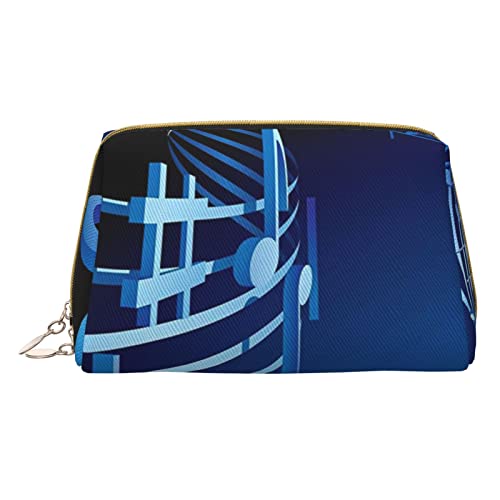 Minimalistische und stilvolle tragbare Make-up-Tasche aus Leder, braun gestreift, für Mädchen und Damen, kleine Größe, Blaue Musik, Einheitsgröße von BVMPRS