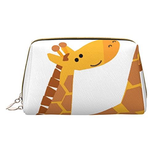 Minimalistische und stilvolle tragbare Make-up-Tasche aus Leder, große weiße Punkte, bedruckte Kosmetiktasche für Mädchen und Damen, kleine Größe, giraffe, Einheitsgröße von BVMPRS