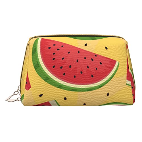 BVMPRS Minimalistische und stilvolle tragbare Make-up-Tasche aus Leder, mit Gänseblümchen-Motiv, für Mädchen und Damen, kleine Größe, Gelb und Wassermelonen, Einheitsgröße von BVMPRS