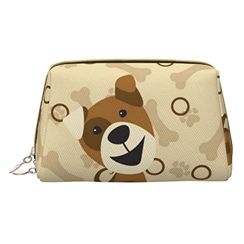 Minimalistische und stilvolle tragbare Make-up-Tasche aus Leder, mit Schamottstein-Druck, für Mädchen und Damen, kleine Größe, Cartoon-Hundeknochen, Einheitsgröße von BVMPRS