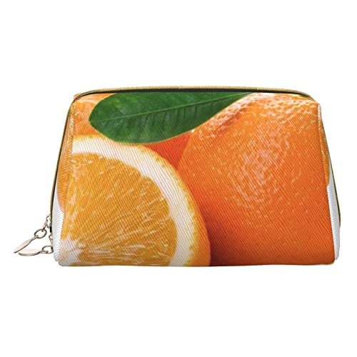 Minimalistische und stilvolle tragbare Make-up-Tasche aus Leder, orangefarbener Druck, Kosmetiktasche für Mädchen und Damen, klein, Orange, Einheitsgröße, Orange, Einheitsgröße, Orange, Einheitsgröße von BVMPRS