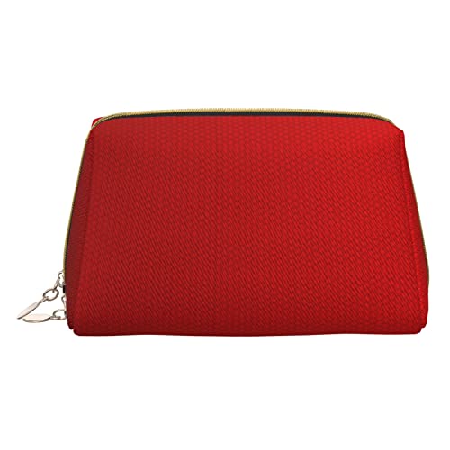 Minimalistische und stilvolle tragbare Make-up-Tasche aus Leder, rot gestreift, für Mädchen und Damen, kleine Größe, rote streifen, Einheitsgröße von BVMPRS