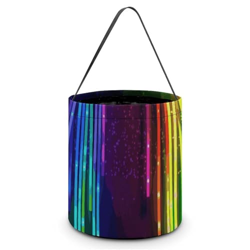 [Maße (B x L x L): 20 x 21 x 18 cm mit Griff: Halloween-Tragetasche, Regenbogenfarben, neonbedruckt, wiederverwendbar, für Partys und Geschenke von BVNMT
