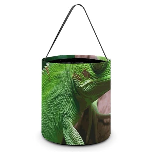 [Maße (B x L x LxH): 20 x 21 x 18 cm. Halloween-Tragetasche, grüne Eidechse, bedruckte Süßigkeitentüten – wiederverwendbar für Partys und Geschenke von BVNMT