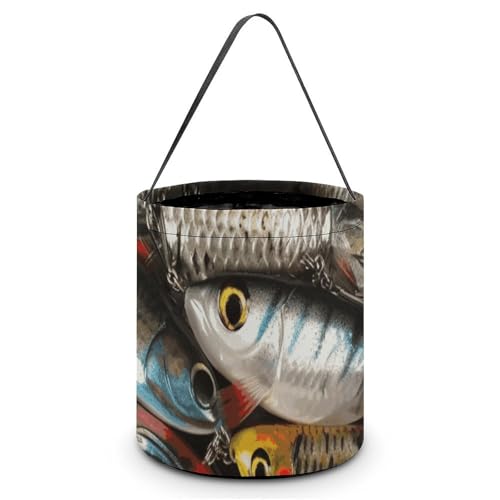 Maße: 20 x 21 x 18 cm (B x L x L); Halloween-Tragetasche, Angelköder, bedruckte Süßigkeitentüten – wiederverwendbar für Partys und Geschenke von BVNMT