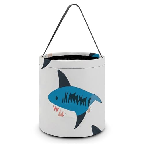 Maße: 20 x 21 x 18 cm (B x L x L); Halloween-Tragetasche, Haifisch-Muster, bedruckte Süßigkeitentüten – wiederverwendbar für Partys und Geschenke von BVNMT
