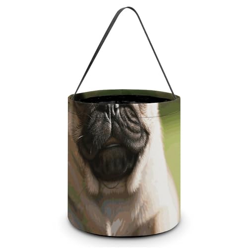 Maße: 20 x 21 x 18 cm (B x L x L); Halloween-Tragetasche, Mops-Welpen, bedruckte Süßigkeitentüten – wiederverwendbar für Partys und Geschenke von BVNMT