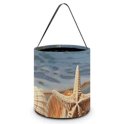 Maße: 20 x 21 x 18 cm (B x L x L); Halloween-Tragetasche, Muscheln am Sandstrand, bedruckte Süßigkeitentüten – wiederverwendbar für Partys und Geschenke von BVNMT