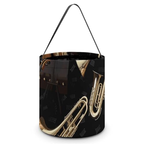 Maße: 20 x 21 x 18 cm (B x L x L); Halloween-Tragetasche, Musikinstrumente, bedruckte Süßigkeitentüten – wiederverwendbar für Partys und Geschenke von BVNMT