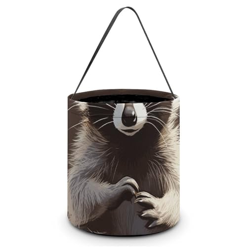[Maße: 20 x 21 x 18 cm (B x L x L); Halloween-Tragetasche, süßer Waschbär bedruckte Süßigkeitentüten – wiederverwendbar für Partys und Geschenke von BVNMT