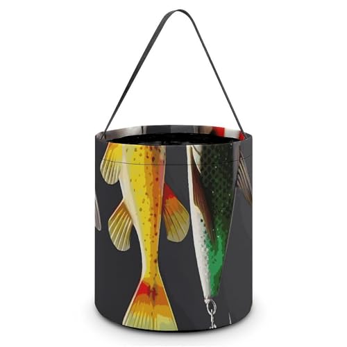 [Maße: 20 x 21 x 18 cm (B x L x L); Halloween-Tragetasche, verschiedene Arten von Angelködern, bedruckte Süßigkeitentüten – wiederverwendbar für Partys und Geschenke von BVNMT