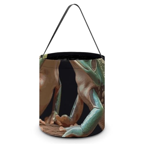 Maße: 20 x 21 x 18 cm (B x L x L); Halloween-Tragetasche, zwei Frösche, bedruckte Süßigkeitentüten – wiederverwendbar für Partys und Geschenke von BVNMT