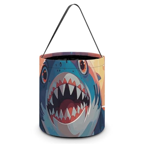 Maße: 20 x 21 x 18 cm (B x L x L); Halloween-Tragetüten, bedruckt mit Haien, wiederverwendbar, für Partys und Geschenke von BVNMT