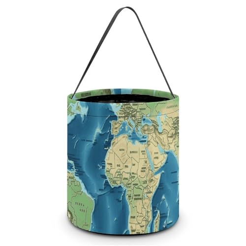 Maße: 20 x 21 x 18 cm (B x L x L); Halloween-Weltkarten-bedruckte Süßigkeitentüten – wiederverwendbar für Partys und Geschenke von BVNMT