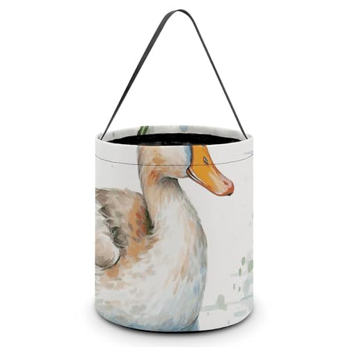 Maße: 20 x 21 x 18 cm (B x L x L): Halloween-Tragetasche, Aquarell-Ente, bedruckt, Süßigkeitentüten – wiederverwendbar für Partys und Geschenke von BVNMT