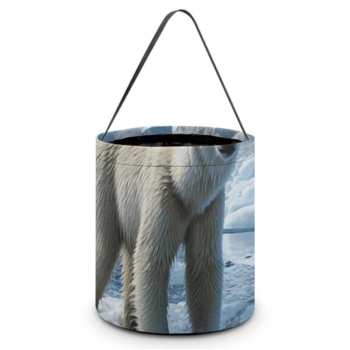 Maße: 20 x 21 x 18 cm (B x L x L): Halloween-Tragetasche, Eisbär, Eis-bedruckte Süßigkeitentüten – wiederverwendbar für Partys und Geschenke von BVNMT