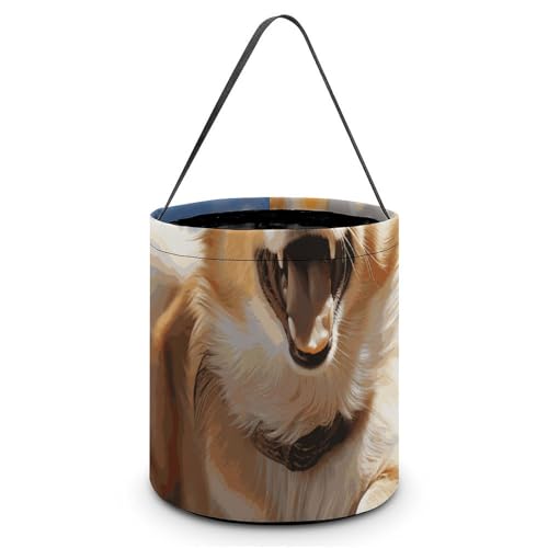 Maße: 20 x 21 x 18 cm (B x L x L): Halloween-Tragetasche, Lauf-Corgi, bedruckte Süßigkeitentüten – wiederverwendbar für Partys und Geschenke von BVNMT
