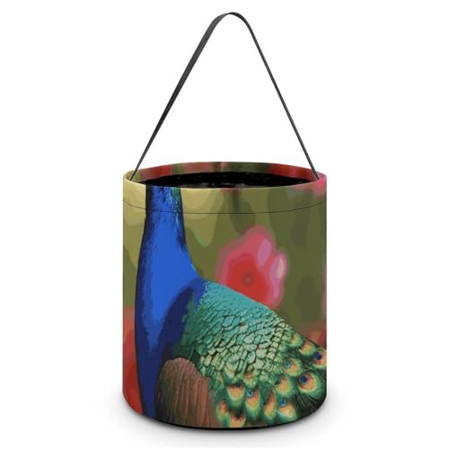 Maße: 20 x 21 x 18 cm (B x L x L): Halloween-Tragetasche, Pfauenblumen, bedruckte Süßigkeitentüten – wiederverwendbar für Partys und Geschenke von BVNMT