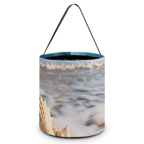 Maße: 20 x 21 x 18 cm (B x L x L): Halloween-Tragetasche, Strand mit Muscheln, bedruckte Süßigkeitentüten – wiederverwendbar für Partys und Geschenke von BVNMT