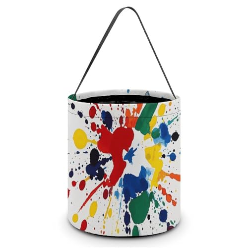 Maße: 20 x 21 x 18 cm (B x L x L): Halloween-Tragetropfen auf weißem Hintergrund, bedruckte Süßigkeitentüten – wiederverwendbar für Partys und Geschenke von BVNMT