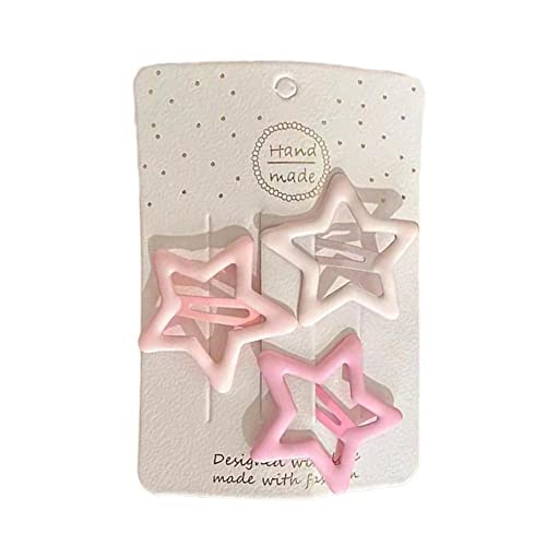 3 Stück/Set Niedliche Kinder Geometrische Sterne Herz Ornament Haarspangen Rosa Mädchen Haarnadeln Süße Kinder Haar Schöne Accessoires Kopfbedeckung von BVSPA