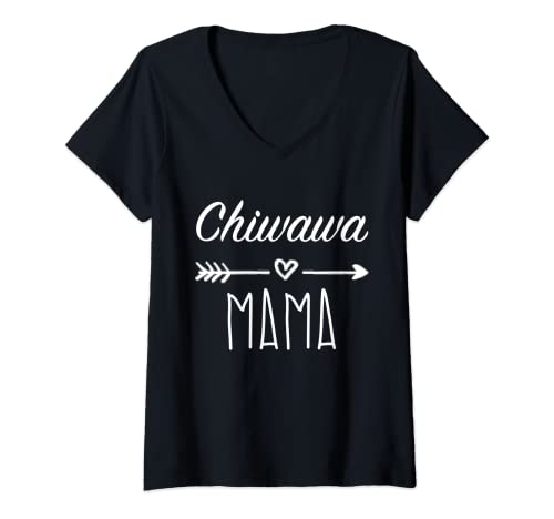Damen Chiwawa Mama T-Shirt Chihuahua Mama Geschenk T-Shirt mit V-Ausschnitt von BW Chiwawa Mama Shirts