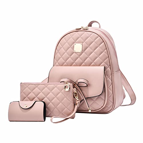 BWBIKE Damen Schulter Rucksack 3 in 1 Casual Daypack PU Leder Handtaschen Schultaschen Handtasche Lady Travel Daypack,Rosa von BWBIKE