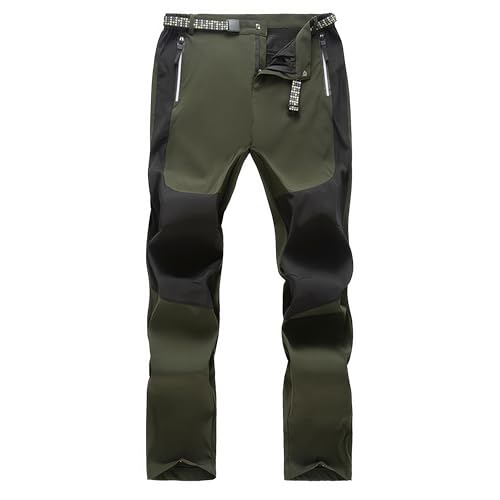 BWBIKE Herren Wanderhose Outdoor Leichte Arbeitshose Wasserabweisende Stretch Cargohose Herren Sport Mountain Camping Angelhose mit Reißverschlusstaschen, Armee Grün, XXL von BWBIKE