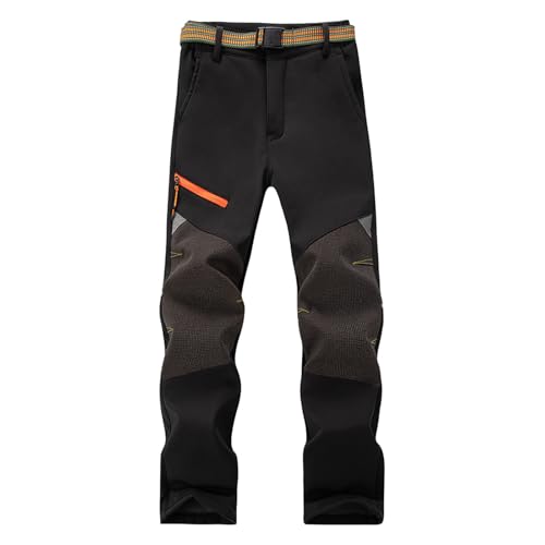 BWBIKE Jungen Winter Warme Winddichte Fleece Gefütterte Hose, Wasserabweisende Soft Shell Ski Walking Isolierte Hose mit dehnbarer Taille für den Außenbereich von BWBIKE