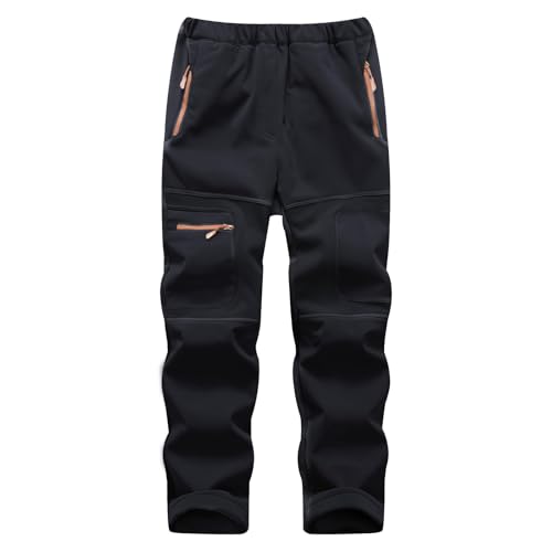 BWBIKE Kids Jungen Schnee Wasserdicht Winddichte Hose Jugend Outdoor Fleece Lind Wandern Softshell Warm Isolierte Hose mit 4 Reißverschlusstaschen von BWBIKE