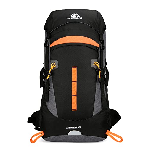 BWBIKE Outdoor Wanderrucksack 50L Wasserdichter Camping Trekking Rucksack Sport Daypack Reisetasche mit Regenschutz, Grau von BWBIKE