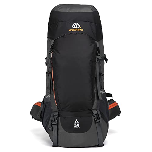 BWBIKE Outdoor Wanderrucksack 65L Wasserdichte Camping Essentials Tasche Sport Daypack Reisetasche mit Regenschutz, Schwarz von BWBIKE