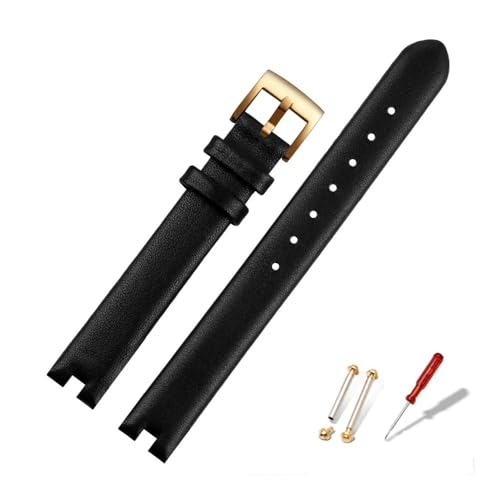 BWBVHRHZY 12mm 14mm Armband Passend for Guc Leder Uhrenarmband YA141401 YA141505 Serie Damenarmband Notch Armband Schwarz Braun(Black gk,12mm) von BWBVHRHZY