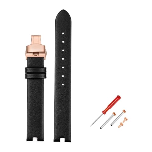 BWBVHRHZY 12mm 14mm Armband Passend for Guc Leder Uhrenarmband YA141401 YA141505 Serie Damenarmband Notch Armband Schwarz Braun(Black rg bk,12mm) von BWBVHRHZY