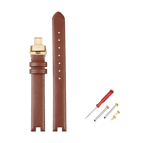 BWBVHRHZY 12mm 14mm Armband Passend for Guc Leder Uhrenarmband YA141401 YA141505 Serie Damenarmband Notch Armband Schwarz Braun(Brown gk bk,14mm) von BWBVHRHZY