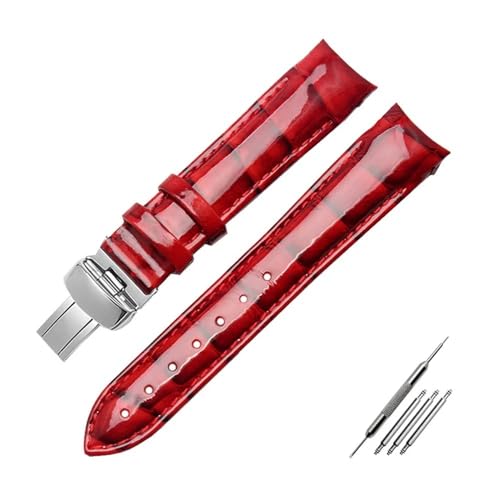 BWBVHRHZY 18 mm (Schnalle 16 mm), passend for Tissot Damenuhr T035210A T035207, Leder-Uhrenarmbänder, passend for Tissot Kutu-Armband(Red to black sk) von BWBVHRHZY