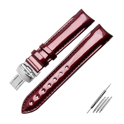 BWBVHRHZY 18 mm (Schnalle 16 mm), passend for Tissot Damenuhr T035210A T035207, Leder-Uhrenarmbänder, passend for Tissot Kutu-Armband(Wine red sk) von BWBVHRHZY