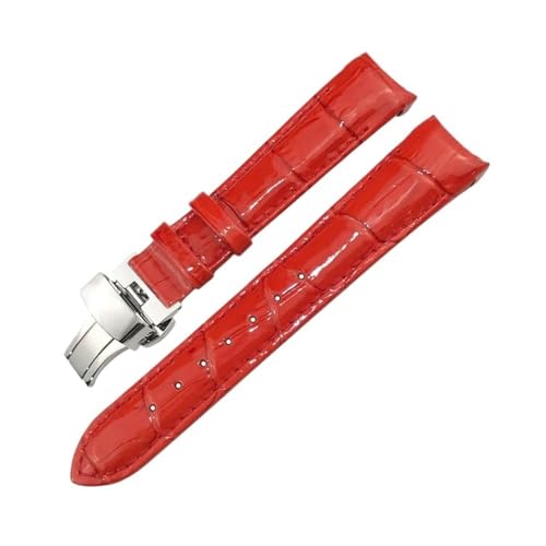 BWBVHRHZY 18mm Crimson Lederarmband passend for Tissot 1853 T035 T035210 T035207 Armband Damen gebogenes Uhrenarmband(Black 01,18MM_SILVER BUCKLE) von BWBVHRHZY