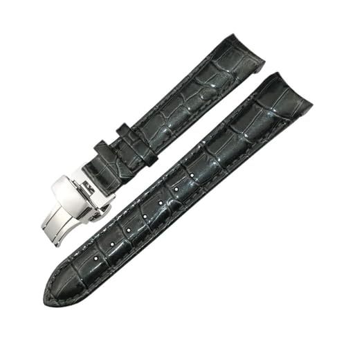 BWBVHRHZY 18mm Crimson Lederarmband passend for Tissot 1853 T035 T035210 T035207 Armband Damen gebogenes Uhrenarmband(Grey,18MM_BLACK BUCKLE) von BWBVHRHZY