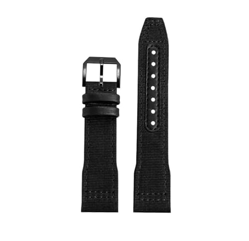 BWBVHRHZY 20 21 22mm Blau Grün Armband Passend for IWC Nylon Leder Armband Big Pilot Little Prince Mark 18 Uhrenarmband(Black black pin,21mm) von BWBVHRHZY
