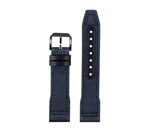 BWBVHRHZY 20 21 22mm Blau Grün Armband Passend for IWC Nylon Leder Armband Big Pilot Little Prince Mark 18 Uhrenarmband(Blue black pin,20mm) von BWBVHRHZY