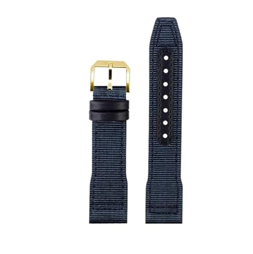 BWBVHRHZY 20 21 22mm Blau Grün Armband Passend for IWC Nylon Leder Armband Big Pilot Little Prince Mark 18 Uhrenarmband(Blue gold pin,21mm) von BWBVHRHZY