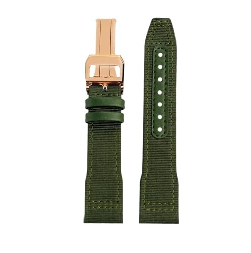 BWBVHRHZY 20 21 22mm Blau Grün Armband Passend for IWC Nylon Leder Armband Big Pilot Little Prince Mark 18 Uhrenarmband(Green RG folding,20mm) von BWBVHRHZY
