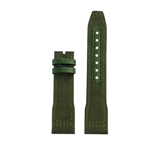 BWBVHRHZY 20 21 22mm Blau Grün Armband Passend for IWC Nylon Leder Armband Big Pilot Little Prince Mark 18 Uhrenarmband(Green no buckle,20mm) von BWBVHRHZY